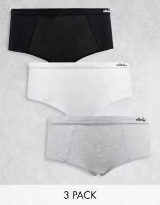 Ellesse – Zestaw 3 par fig o fasonie boy w kolorze czarnym, szarym i białym