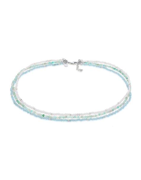 Elli Amazonite Moonstone Zircon beaded necklace 925 Sterling Silver - view 1