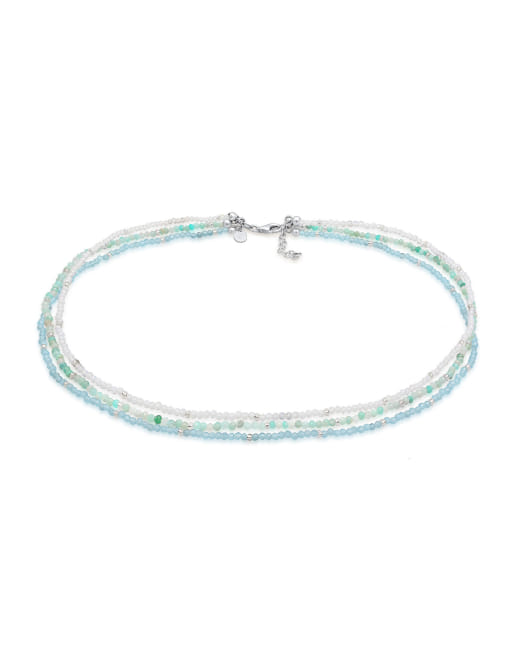 Elli Amazonite Moonstone Zircon beaded necklace in 925 Sterling Silver