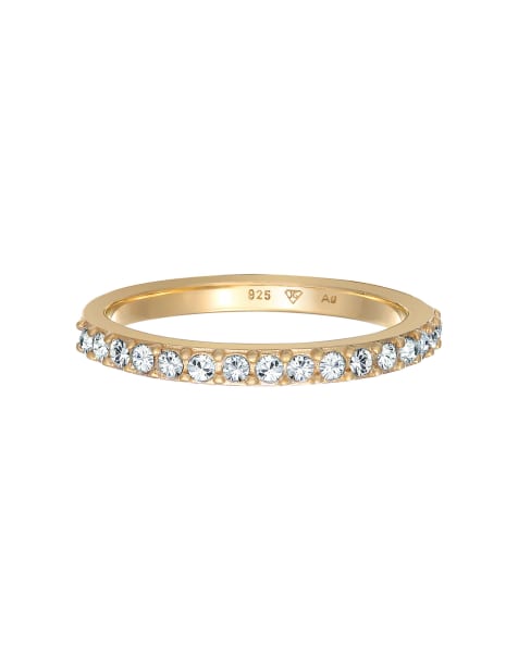 Elli - Anello da donna a fascia stile vintage in argento sterling 925 color oro con cristalli - view 1