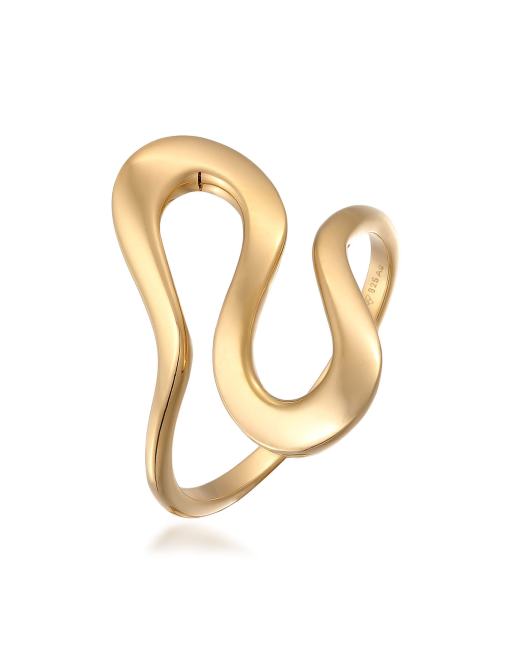 Elli - Anello di tendenza a onda in argento 925 color oro