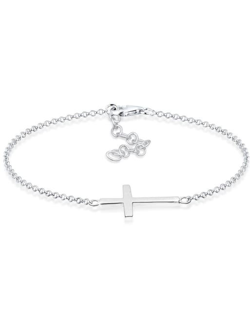 Elli - Armband met geloofskruisje van met roségoud verguld 925 sterling zilver in zilver