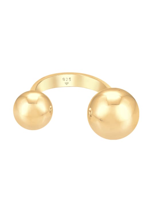 Elli - Bague à détails boules géométriques en argent sterling 925 - Doré
