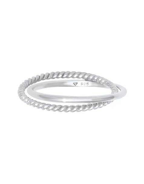 Elli - Bague croisée torsadée en argent massif 925 - Argenté - view 1