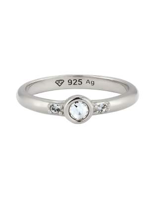 Elli - Bague en argent sterling 925 serti de cristaux blancs - Argenté