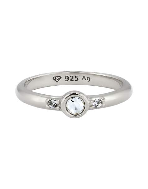 Elli - Bague en argent sterling 925 serti de cristaux blancs - Argenté - view 1
