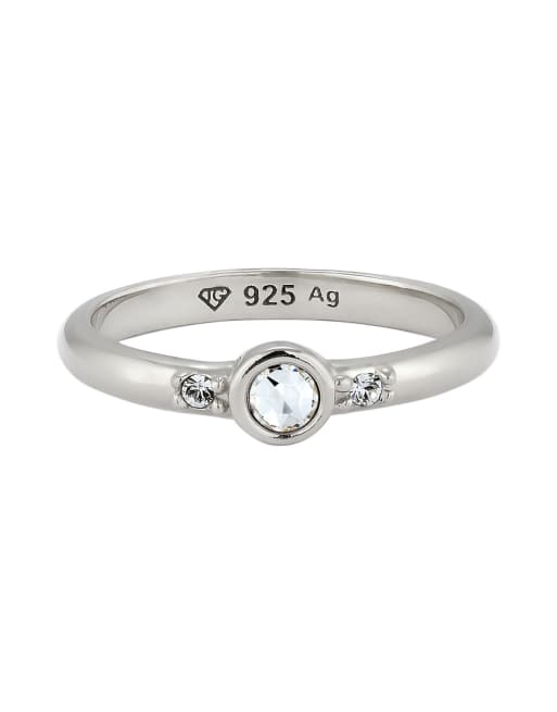 Elli - Bague en argent sterling 925 serti de cristaux blancs - Argenté