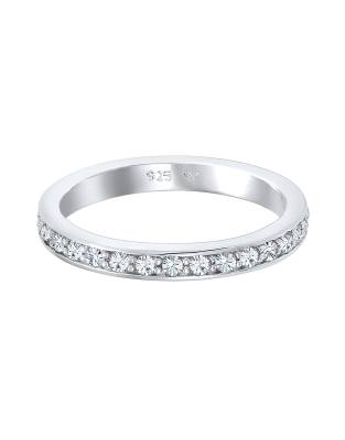 Elli - Bague ornée de cristaux en argent massif 925 - Blanc