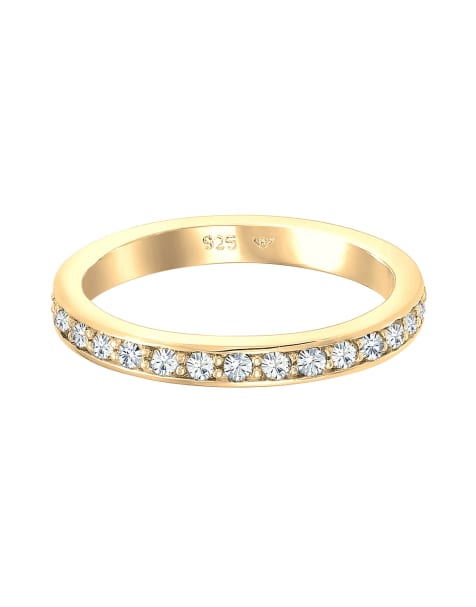 Elli - Bague ornée de cristaux en argent massif 925 - Doré - view 1