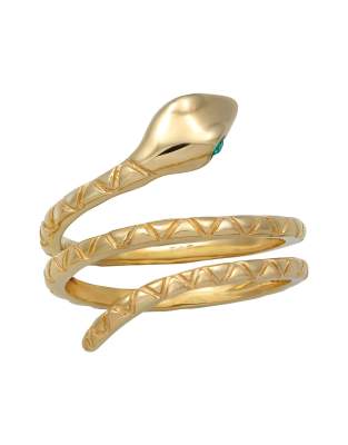 Elli - Bague serpent moderne d'auriculaire ornée de cristaux en argent massif 925 plaqué or - Doré