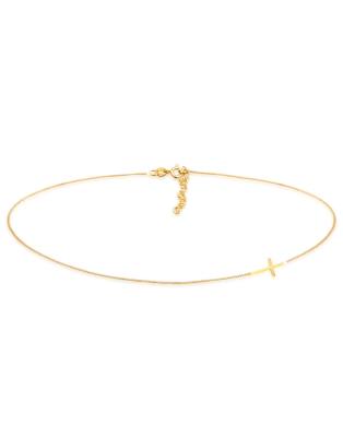 Elli - Basic-Choker-Damenhalskette aus 925er-Sterlingsilber in Gold mit trendigem Kreuzdetail-Goldfarben