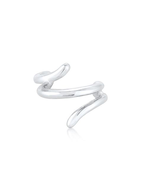 Elli - Bijou d'oreille minimaliste à motif géométrique en argent massif 925 - Argenté - view 1