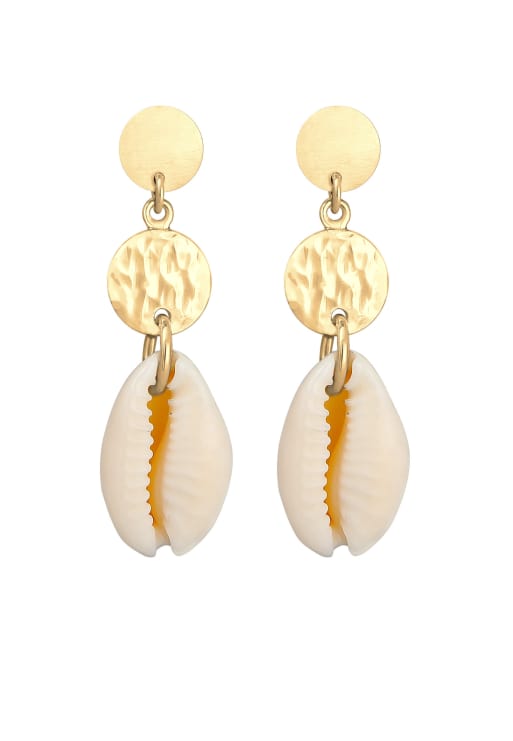 Elli - Boucles d'oreilles circulaires en argent sterling 925 avec pendentif marin - Doré