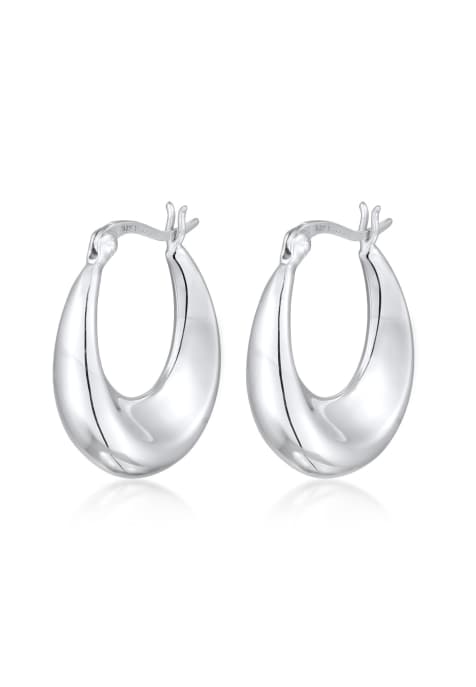 Elli - Boucles d'oreilles créoles épaisses élégantes en argent massif 925 - Argenté - view 1