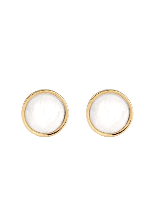Elli - Boucles d'oreilles en argent 925 plaqué or avec détail en pierre de lune - Doré