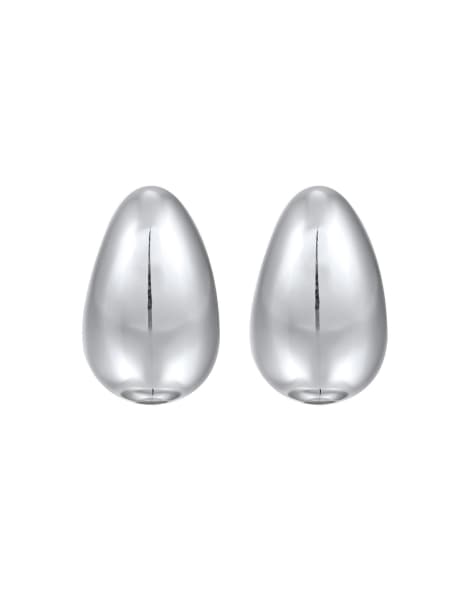 Elli - Boucles d'oreilles gouttes épaisses en argent massif 925 plaqué or - Argenté - view 1