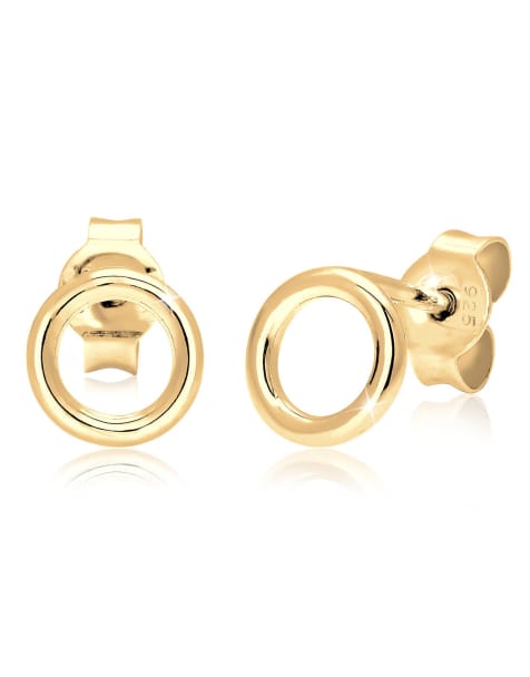 Elli - Boucles d'oreilles minimalistes à motif géométrique en argent massif 925 - Doré - view 1
