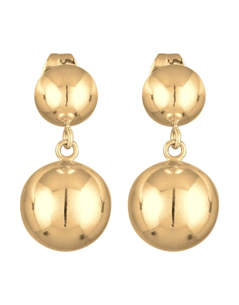 Elli - Boucles d'oreilles pendantes avec boule géométrique argentée - Doré - view 1