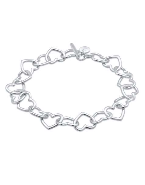 Elli - Bracelet à maillons cœurs entrelacés et ajourés en argent massif 925 de qualité supérieure - Argenté - view 1