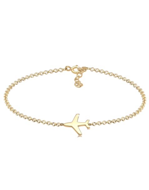 Elli - Bracelet avec avion en argent massif 925 - Doré - view 1