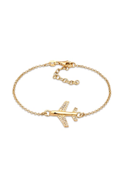 Elli - Bracelet avec breloque avion orné de cristaux - Doré 