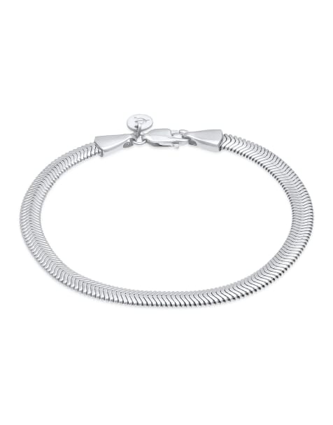 Elli - Bracelet chaîne élégant en argent massif 925 avec maillons plats à chevrons - Argenté - view 1