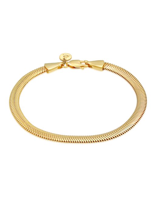 Elli - Bracelet chaîne élégant en argent massif 925 avec maillons plats à chevrons - Doré