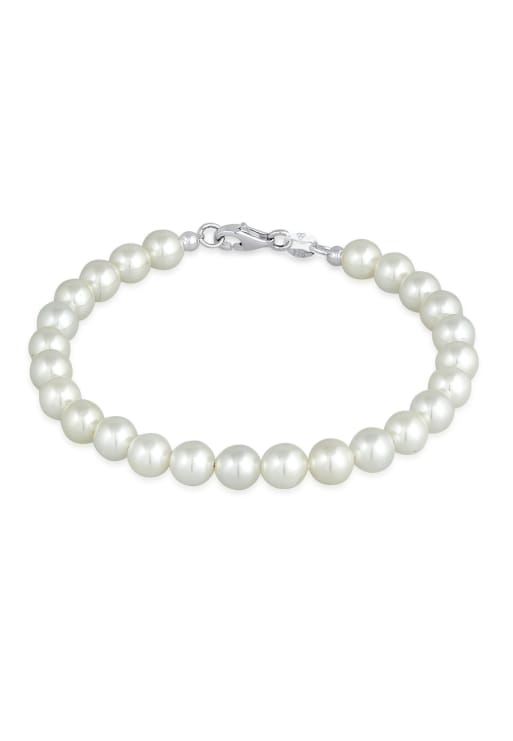 Elli - Bracelet de perles classique en argent sterling 925 - Blanc