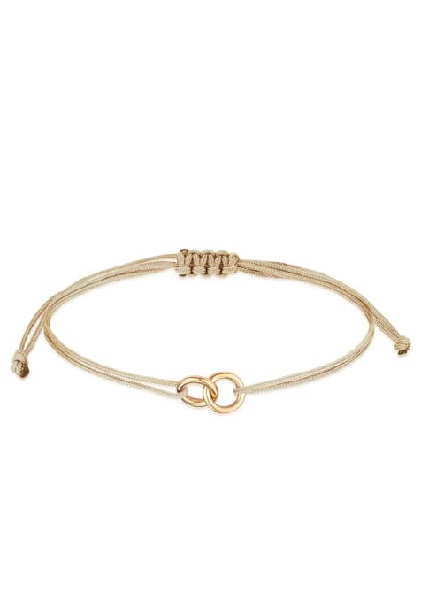 Elli Bracelet ladies circle geo minimal with nylon brown in 925 sterling silver gold plated in beige - view 1