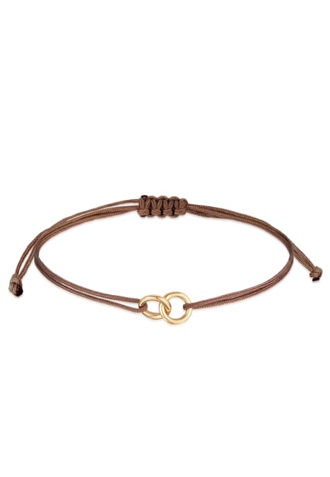 Elli Bracelet ladies circle geo minimal with nylon brown in 925 sterling silver gold plated in gold - view 1