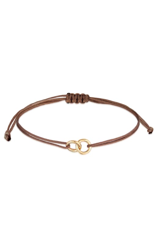 Elli Bracelet ladies circle geo minimal with nylon brown in 925 sterling silver gold plated in gold