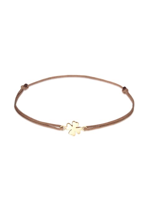 Elli Bracelet ladies cloverleaf pendant luck with nylon in 925 sterling silver gold plated in gold - view 1