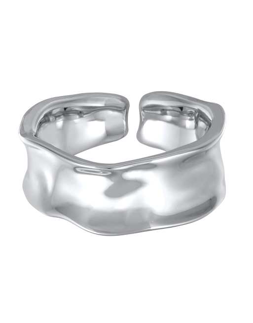 Elli – Breiter, offener Damen-Bandring in Silber und Gold