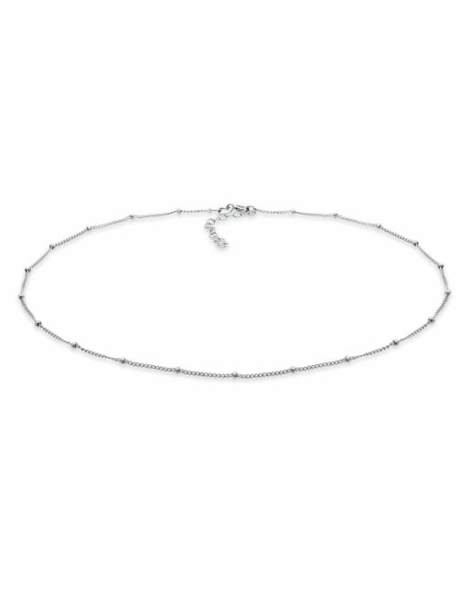 Elli - Choker-ketting met bolletjes in eenvoudig minimalistisch ontwerp van 925 sterling zilver in zilver