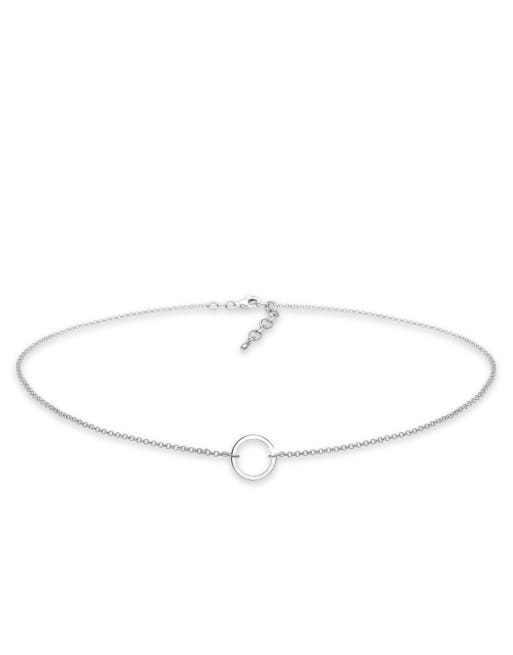 Elli - Choker-ketting met cirkel in geometrisch ontwerp van 925 sterling zilver in zilver