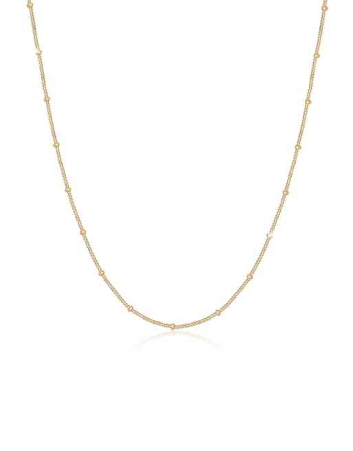 Elli - Collana da donna con catenina classica sottile in argento sterling 925 color oro con palline