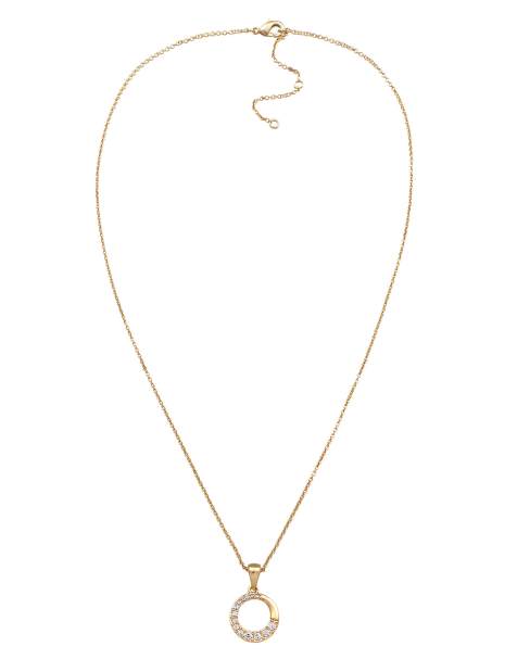 Elli - Collana da donna elegante con pendente geometrico circolare in argento colorato oro con cristalli - view 1