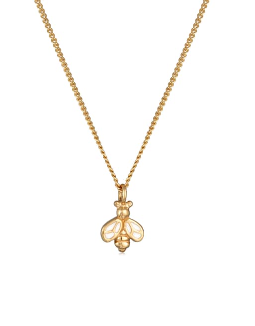 Elli - Collana in argento sterling 925 placcato oro con pendente smaltato a forma di ape