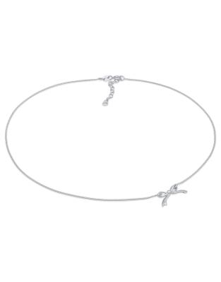 Elli - Collier 36 cm style festival en argent massif 925 avec breloque naud - Argenté
