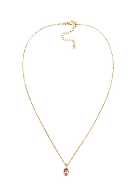 Elli - Collier 38 cm en argent sterling 925 plaqué or avec pendentif à cristaux de verre et chaîne à maillons ovales torsadés - Doré - view 1