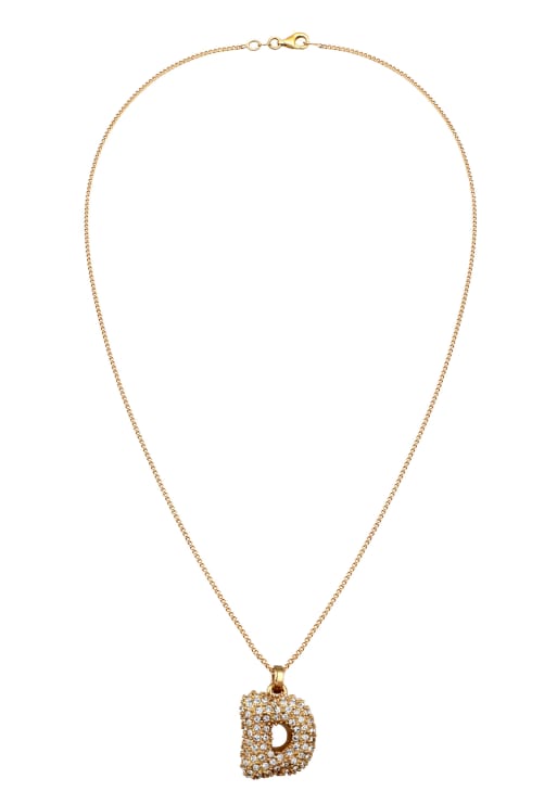 Elli - Collier 45 cm en argent sterling 925 à chaîne avec pendentif et cristaux blancs - Doré