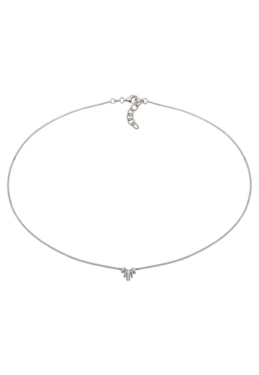 Elli - Collier chaîne 38 cm en argent sterling 925 avec détail serti de cristaux de verre blancs - Argenté