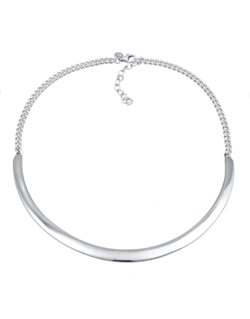 Elli - Collier chaîne basique en argent massif 925 - Argenté