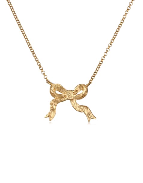 Elli - Collier chaîne basique en argent massif 925 plaqué or avec pendentif nœud - Doré - view 1