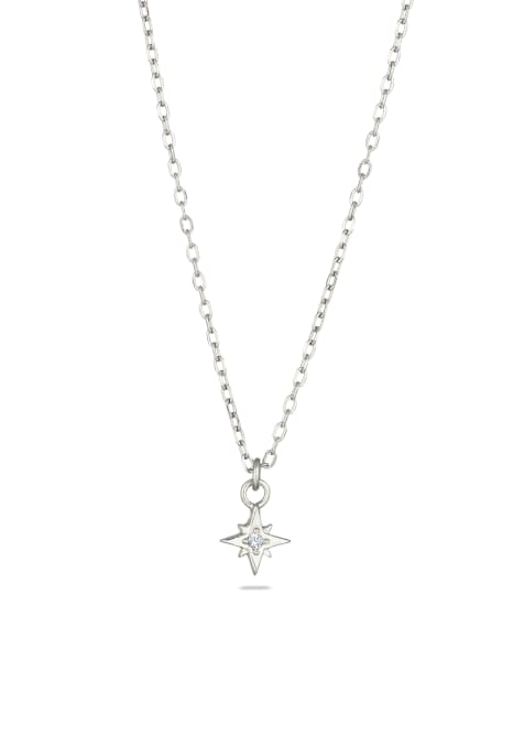 Elli - Collier chaîne en argent massif avec maillons fines et pendentif étoile - view 1