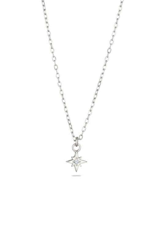 Elli - Collier chaîne en argent massif avec maillons fines et pendentif étoile