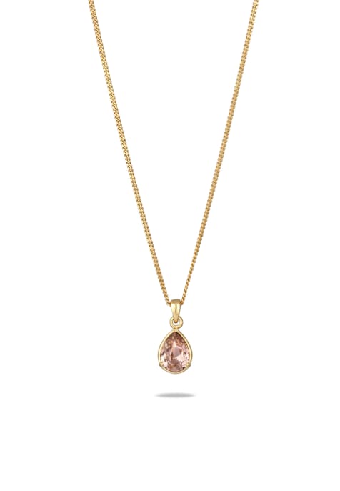 Elli - Collier chaîne en argent sterling 925 avec pendentif serti de cristaux de verre roses - Doré - view 1