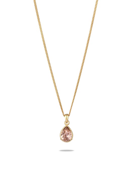 Elli - Collier chaîne en argent sterling 925 avec pendentif serti de cristaux de verre roses - Doré