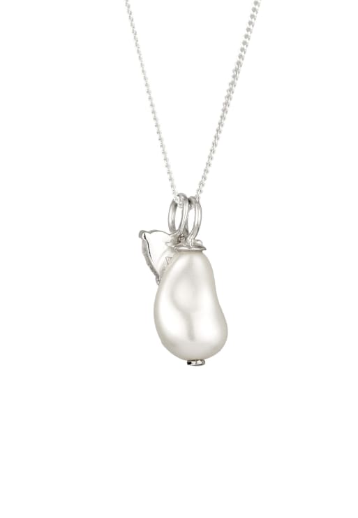 Elli - Collier chaîne en argent sterling 925 avec perle nacrée synthétique et pendentif cœur - Argenté