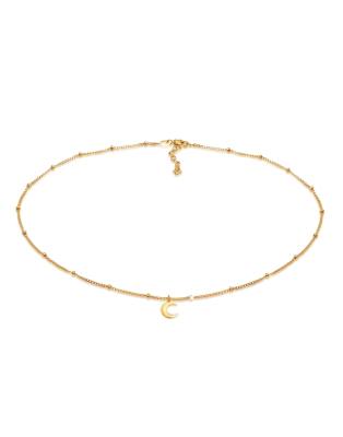 Elli - Collier en argent massif 925 avec pendentif croissant de lune - Doré
